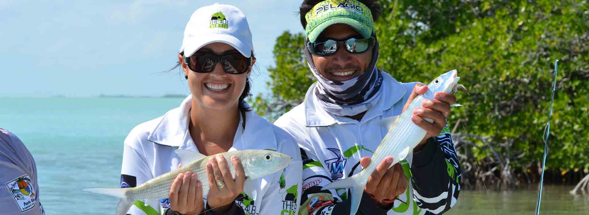 Happy angler and guide with Tulum Bonefish in Ascension Bay